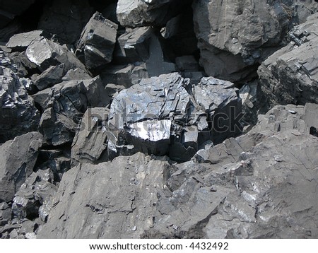 Detail of black coal in coal mine