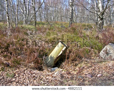 Unexploded rocket buried in the birch forest