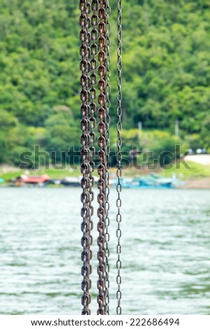 Ship anchor chain on the boat