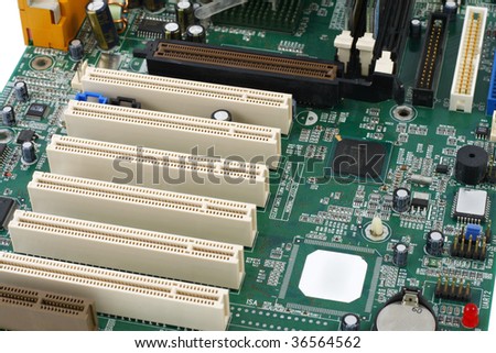 computer motherboard isolated on white background