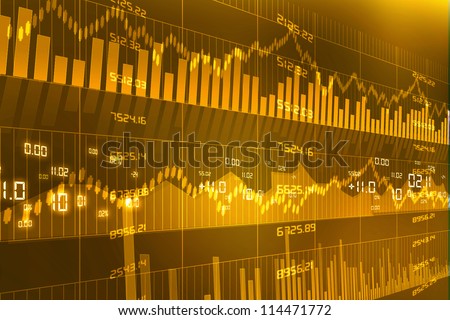 Stock Market Chart on yellow  Background
