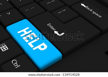 keyboard message with online supports or help concepts.