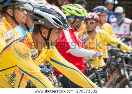 SURATTHANI, THAILAND - JUN 21 : Bike tourism campaign for traveller by The Tourism Authority of Thailand (TAT). Jun 21, 2015 Chaiya, Suratthani Thailand.