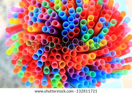 colorful drinking straws