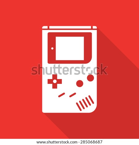 game boy flat icon with long shadow.