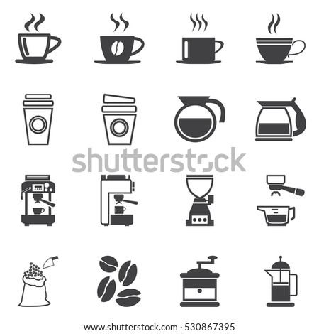 Coffee icons set. mono symbol vector