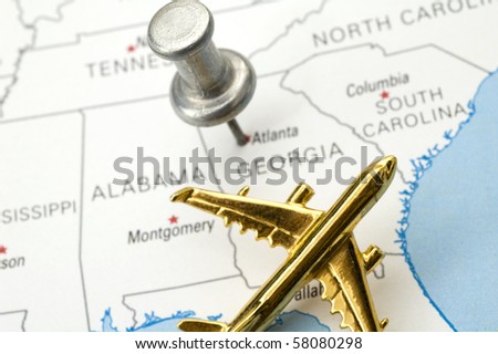 Plane Over Georgia, Map is Copyright Free Off a Government Website.