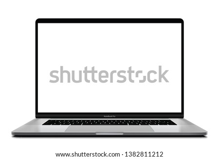 Laptop with blank screen silver color isolated on white background - super high detailed photorealistic esp 10 vector