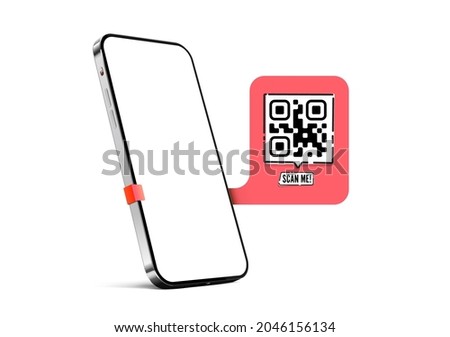 Qr Code SCAN ME label template with a smartphone for application screenshot presentation in sketch style. EPS 10 vector format