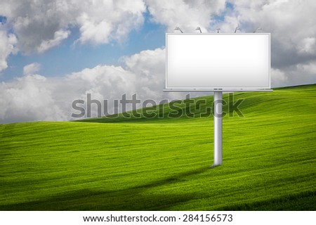 Countryside landscape with a billboard sign