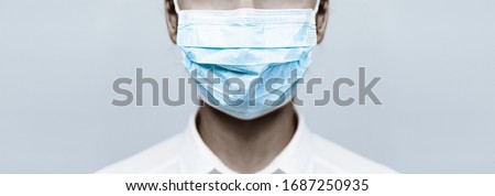 Black girl Doctor wearing protection face mask against covid-19. Banner panorama medical staff preventive gear about coronavirus. Woman in medical mask stops 2019-nCov Stock fotó © 