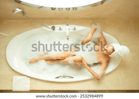 Similar – Image, Stock Photo Woman bathing in the sea