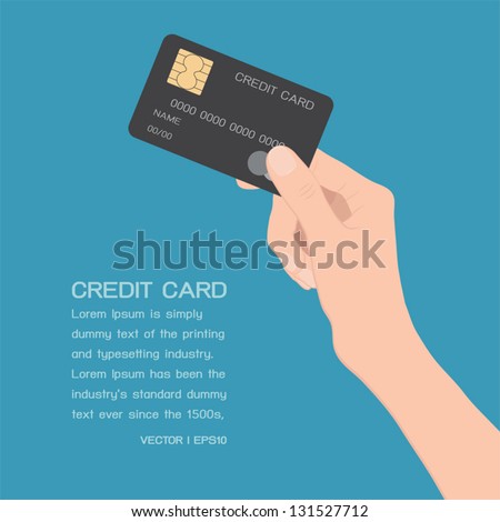 Hand holding credit card, vector