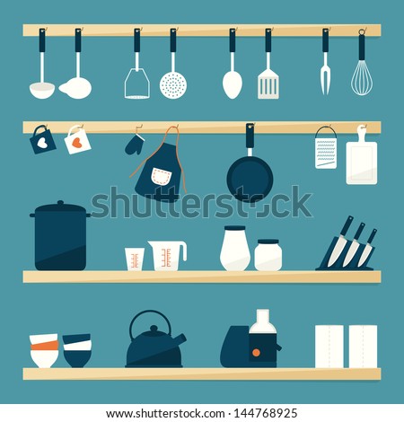 Kitchen utensils icons, vector