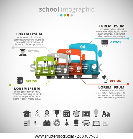 Vector illustration of school infographic made of school buses.