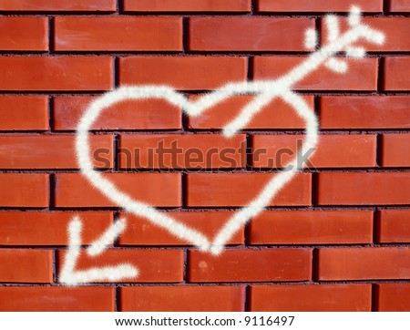 the heart on brick wall