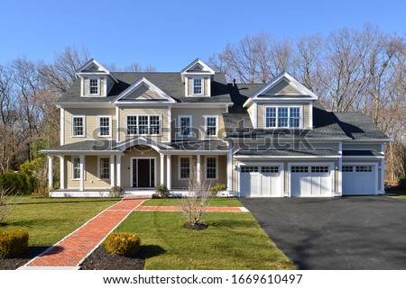 Similar – Image, Stock Photo Three garages in a residential area, one of them is open