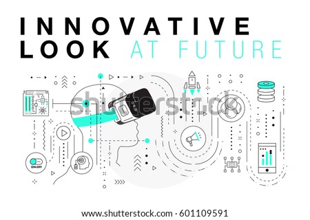 Trendy Innovation systems layouts in polygonal contour line composition, future analysis and technology operations. Made in awesome geometry style with linear pictogram of future for web design.