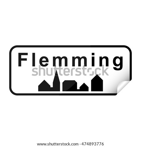 Danish city sign sticker flemming with curly corner.