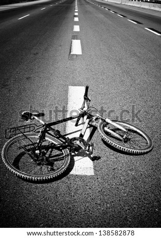 Breakdow - Bicycle on Road  Black And White Photography