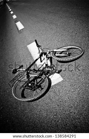 Breakdow - Bicycle on Road  Black And White Photography