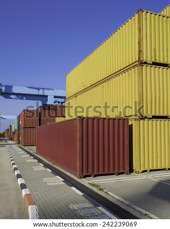 Cargo freight shipping containers at the docks Ã?Â¢?? storage area in the sea port