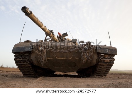 Israeli Palestinian conflict. Israeli military operation Cast Lead. Israeli tank Merkava ( Mercava)  Mk 4 on border with Gaza strip
