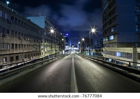 Dark street in Tel Aviv, Israel