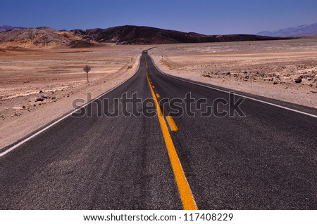 Hot Desert Road in Death Valley National Park, California