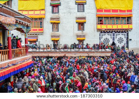 Leh,Ladakh-FEBRUARY 14  Many people go to Lama teach day  on February14,2014 in Hemis Monastery