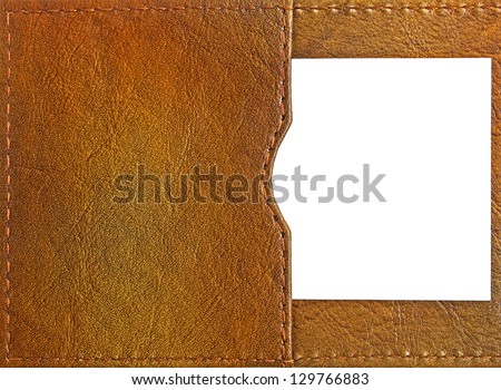 Sample business card in open leather holder