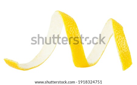 Fresh lemon skin isolated on a white background, healthy food. Lemon peel or lemon twist.