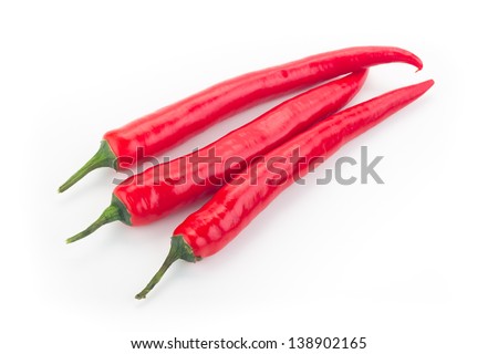 red hot chili peppers, isolated on a white background.