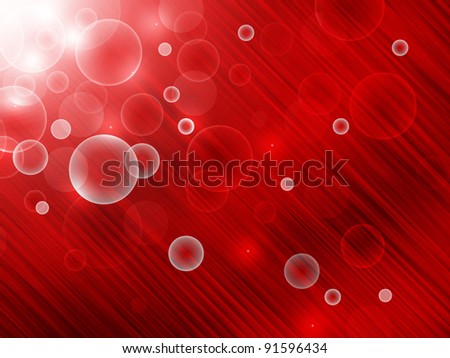 Red abstract background with bubbles. Light from the top left corner.