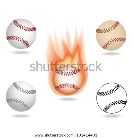 vector illustration of highly rendered baseballs, isolated in white background.