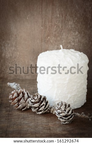 Rustic country background  for christmas with candle