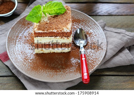 piece of layer cake closeup, food