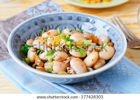 salad with beans and raisins, food closeup