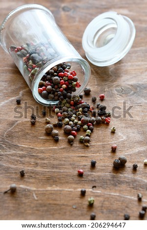 mix peppers, seasoning in a jar, food