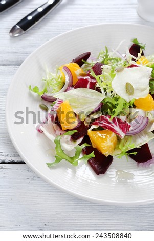 salad with beets and oranges, food