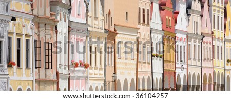 Gorgeous facades in the world cultural heritage city of Telc