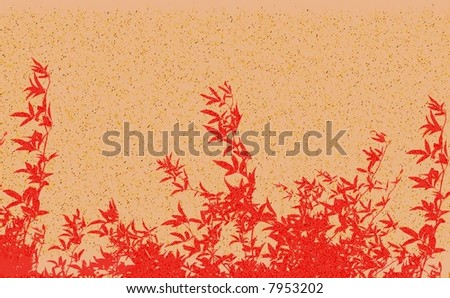 Painted leaves  on  the  wall