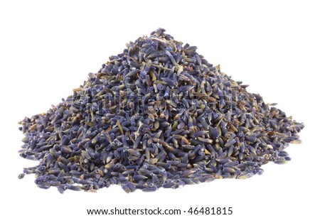 pile of dried Lavender flowers, isolated on white