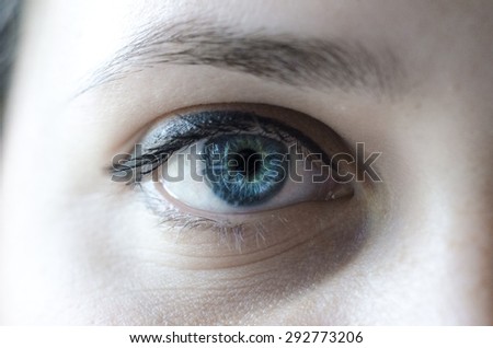 Blue eye woman macro shot