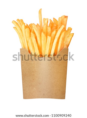 french fries in a paper cup on a white background Imagine de stoc © 