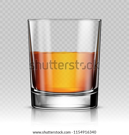 Glass of whiskey isolated realistic vector illustration