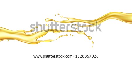 Oil splashing isolated on white background. Realistic vector illustration