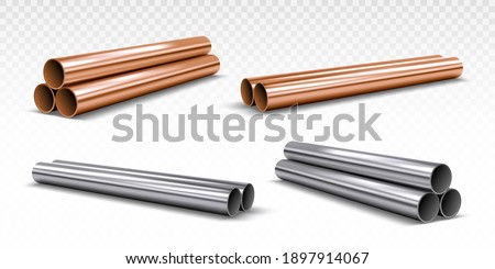 Metal pipes isolated on transparent background