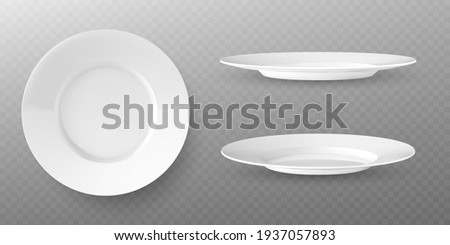 White plates vector mockup in a realistic style on transparent background 