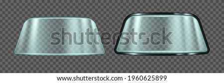 Windshield of passenger automobile isolated on transparent background